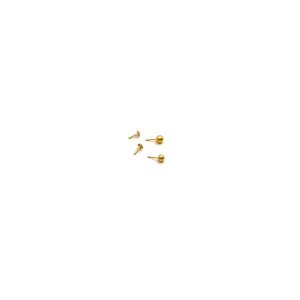 Real Gold 2 MM Round Studs with Long Screw Tops Ideal for Ear and Nose Piercings E1880