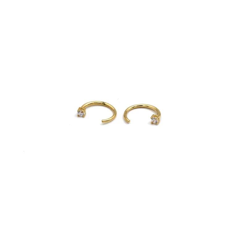 Real Gold 2MM Stone Hook Earrings Set - Model 6720 E1909