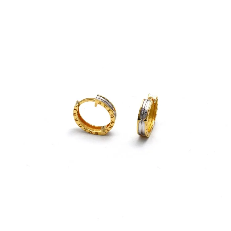 Real Gold GZBV 2 Color Round Luxury Clip Earring Set 0020 E1872