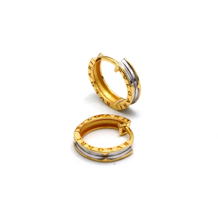 Real Gold GZBV 2 Color Round Luxury Clip Earring Set 0020 E1872