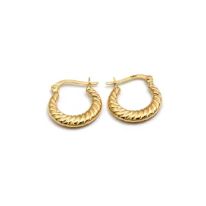 Real Gold Round Textured Moon Clip Earrings Set - Model 6387-3 E1951