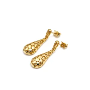 Real Gold Snake Skin Hanging Stud Earring Set  - Model 0713 E1945