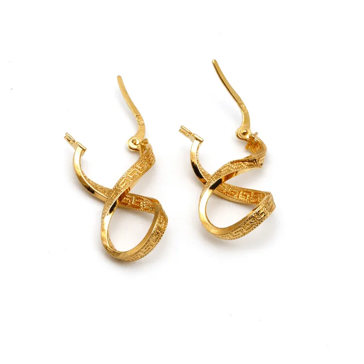 Real Gold Twisted Maze Hoop Earring Set 3324/1/E E1785