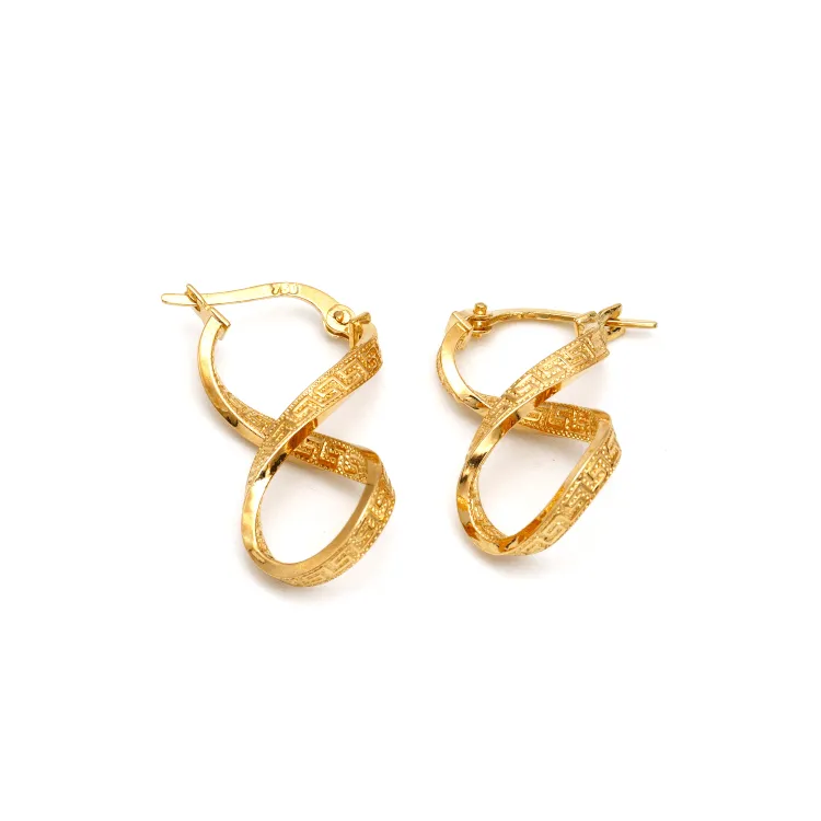 Real Gold Twisted Maze Hoop Earring Set 3324/1/E E1785