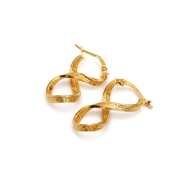 Real Gold Twisted Maze Hoop Earring Set 3324/1/E E1785