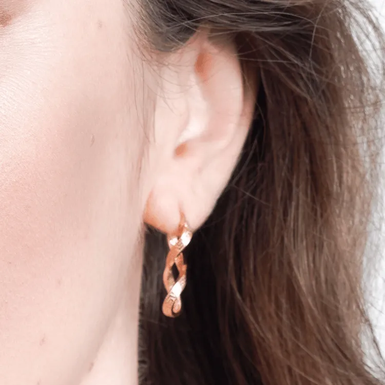 Real Gold Twisted Maze Hoop Earring Set 3324/1/E E1785