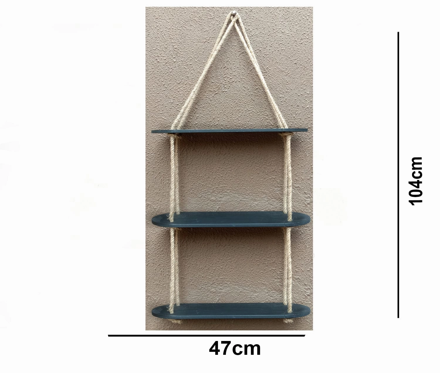 Rectangle Oval Black Wood Shelf