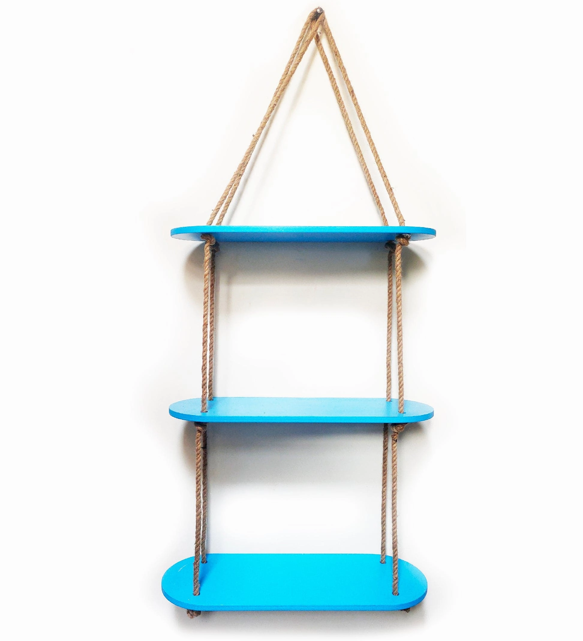 Rectangle Oval Blue Wood Shelf