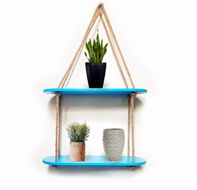 Rectangle Oval Blue Wood Shelf cactus succulent plant  