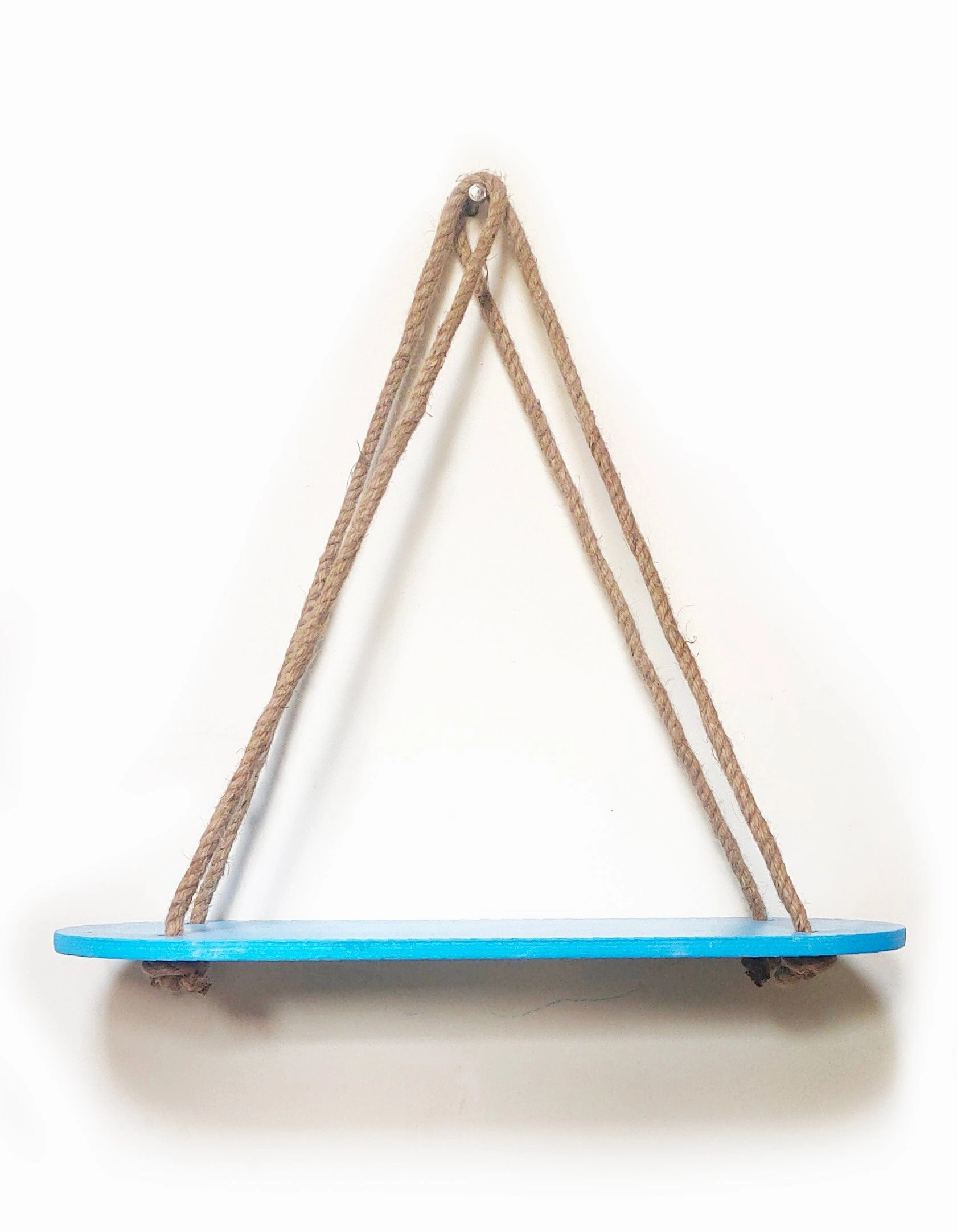 Rectangle Oval Blue Wood Shelf