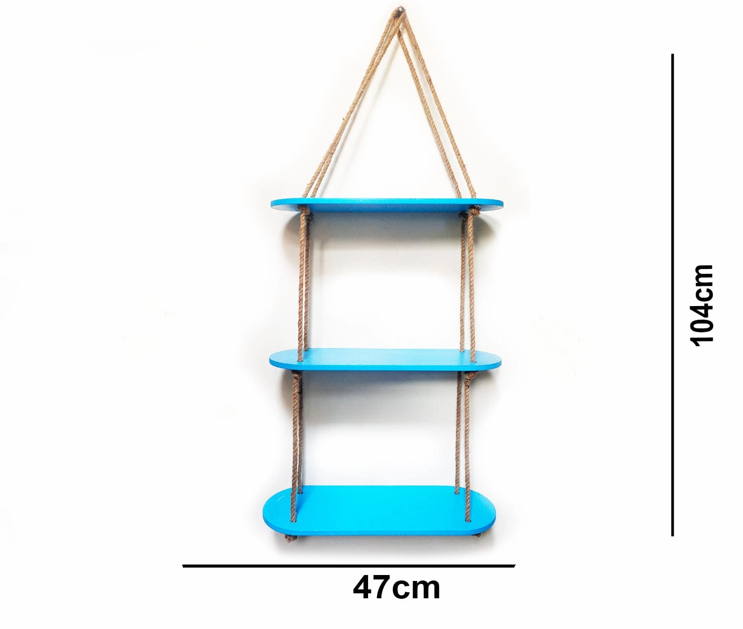 Rectangle Oval Blue Wood Shelf