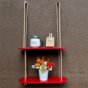 Rectangle Oval Red Wood Shelf cactus succulent plant  