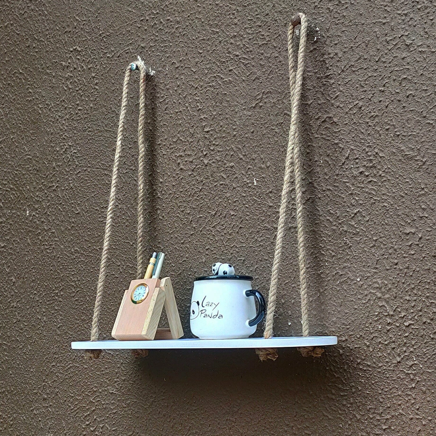 Rectangle Oval White Wood Shelf