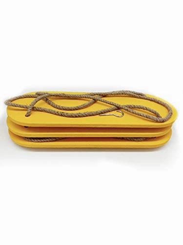 Rectangle Oval Yellow Wood Shelf