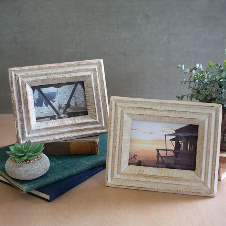 Recycled Whitewashed Wood Beveled Frame Set dried flowers  