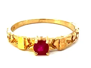 Red Ruby Ring in 14k Yellow Gold