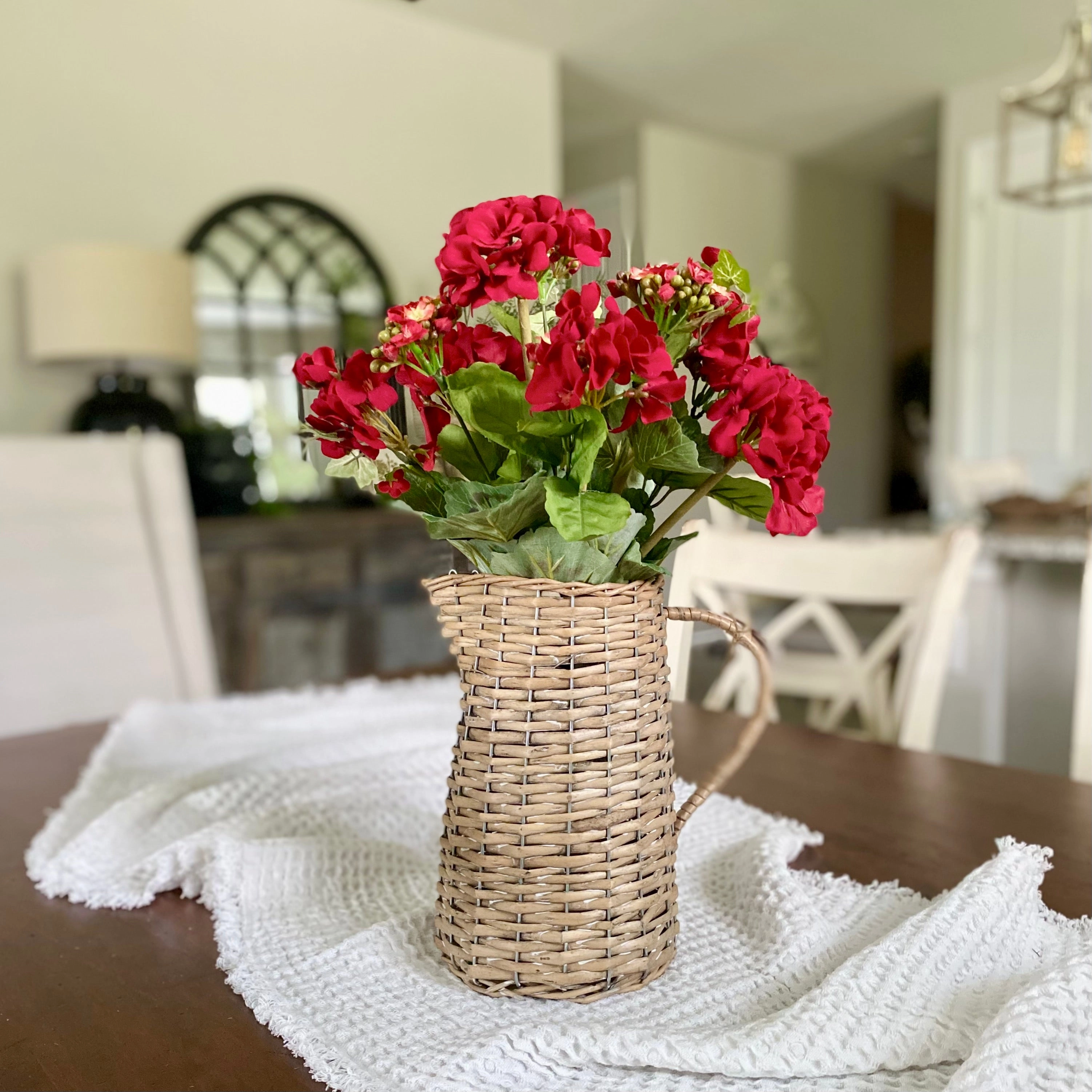 Red Geranium & Kalanchoe Bush