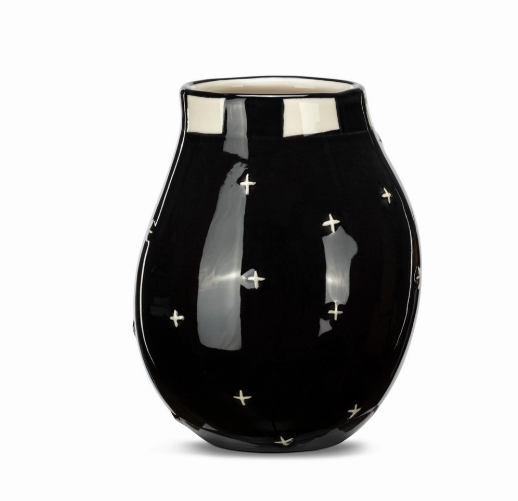 Red Heart & Black Mini Vase