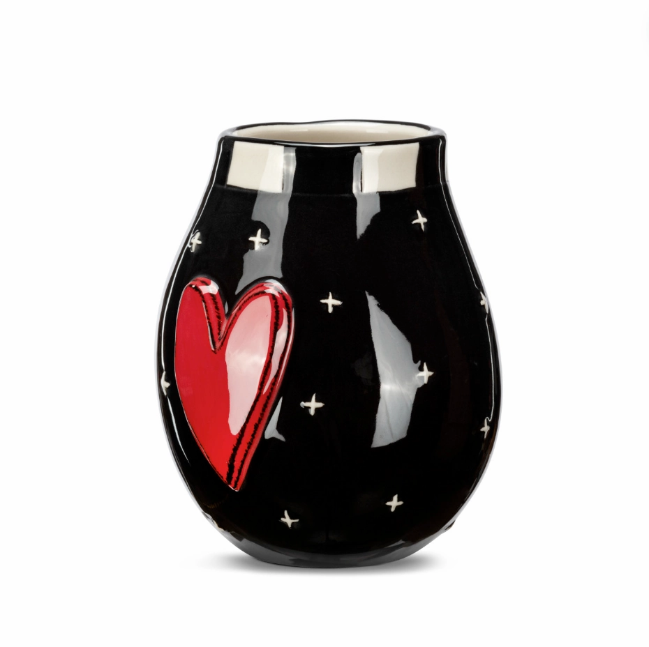 Red Heart & Black Mini Vase
