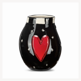 Red Heart & Black Mini Vase outdoor greenery  