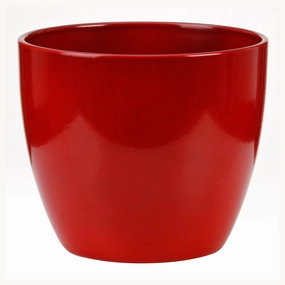 Red Indoor Ceramic Cover Pot Energy Red  ( 920) tall green plant  
