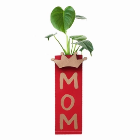 Red Printed for Mom Magnetic Hydroponic or Artificial Plants Holder classic flowerpot  