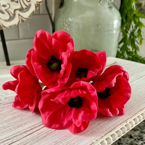 Red Real Touch Poppy Bundle xl flower pot  