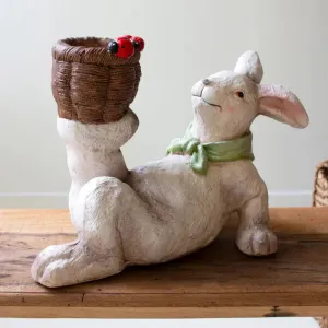 Resin Easter Bunny With Basket & Ladybugs dried flowers  
