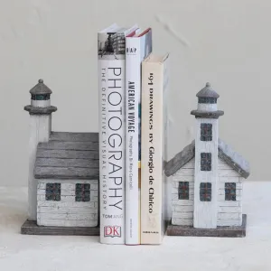 Resin Lighthouse Bookends dried flowers  