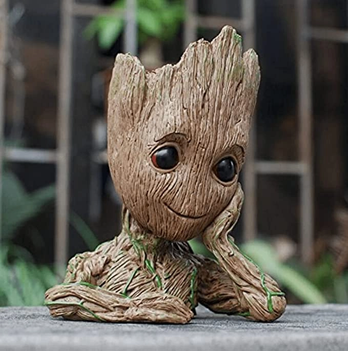 Resin Groot Flower Table Pots & Planters (Light Brown)