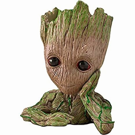 Resin Groot Flower Table Pots & Planters (Light Brown)