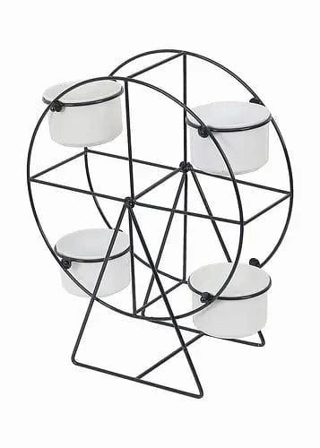 Revolving Wheel Planter Stand (Black & White)