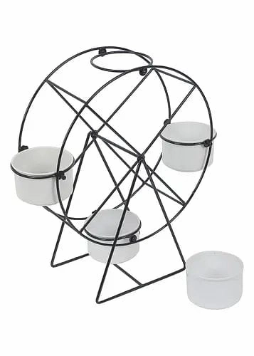Revolving Wheel Planter Stand (Black & White)