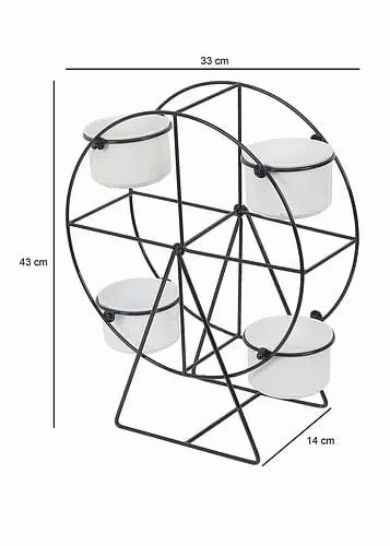 Revolving Wheel Planter Stand (Black & White)
