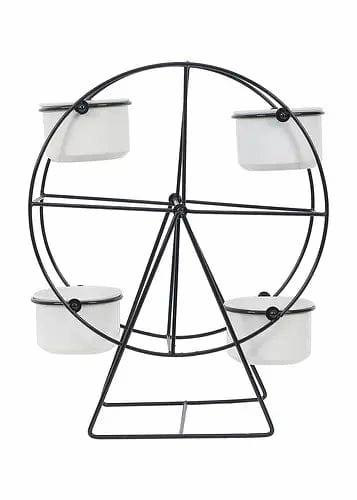 Revolving Wheel Planter Stand (Black & White)