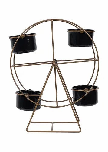 Revolving Wheel Planter Stand (Gold & Black)