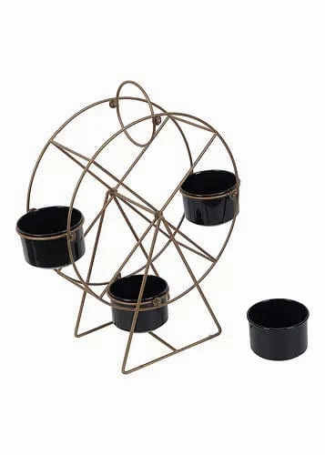 Revolving Wheel Planter Stand (Gold & Black)