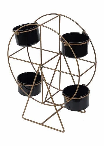 Revolving Wheel Planter Stand (Gold & Black)