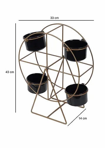 Revolving Wheel Planter Stand (Gold & Black)