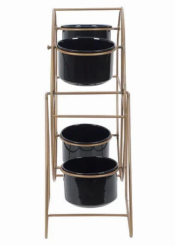 Revolving Wheel Planter Stand (Gold & Black)