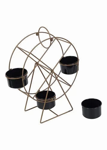 Revolving Wheel Planter Stand (Gold & Black)