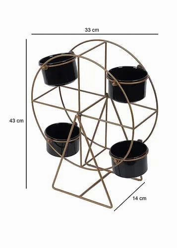 Revolving Wheel Planter Stand (Gold & Black)