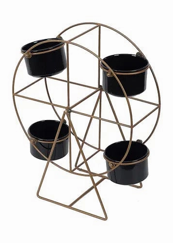 Revolving Wheel Planter Stand (Gold & Black)