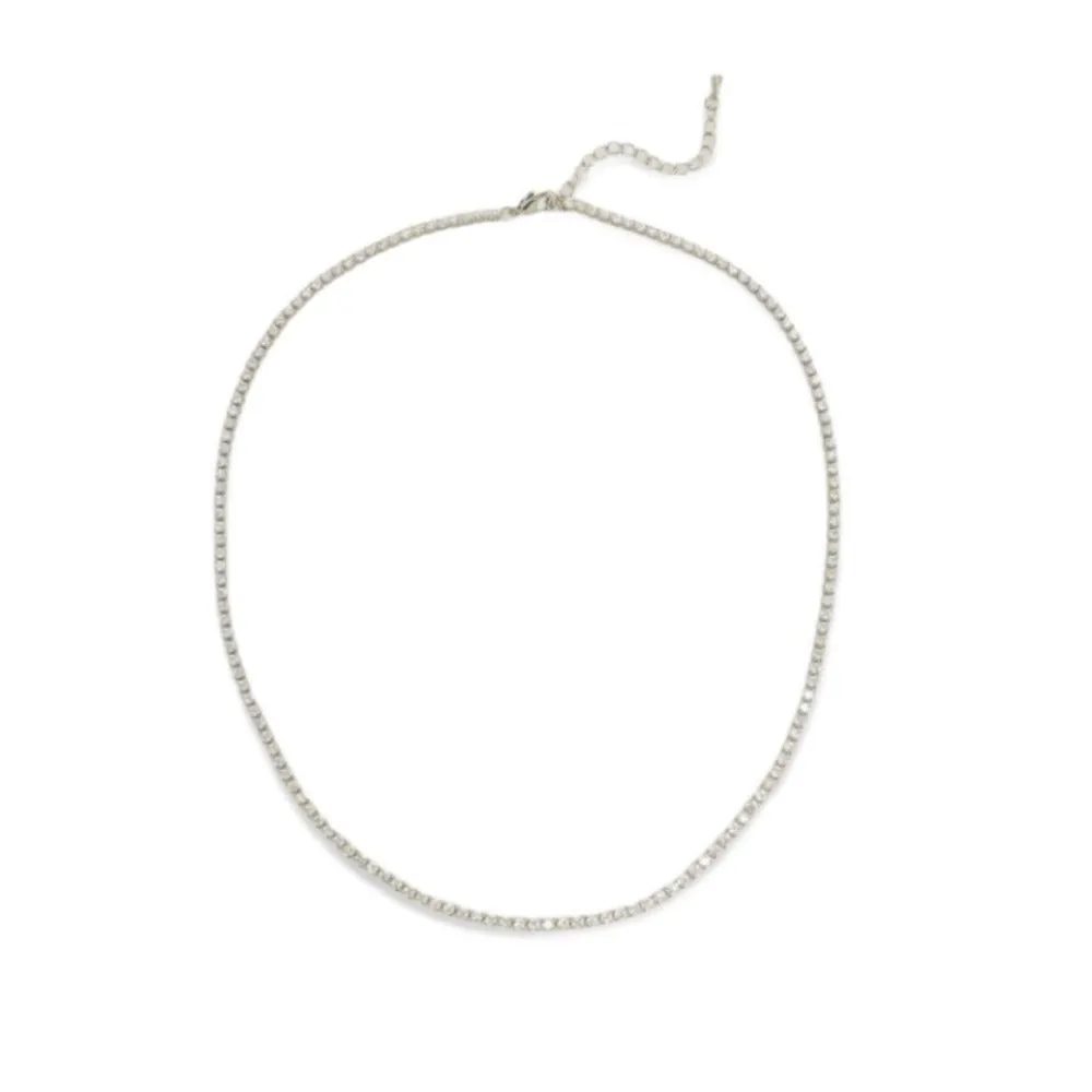 Rhodium Plated over Brass CZ Necklace