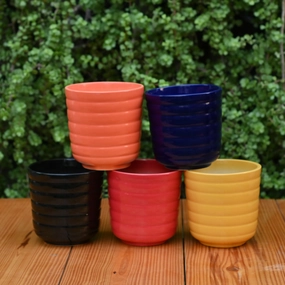 Ribbed Ceramic Pot for indoor/ Outdoor classic flowerpot  