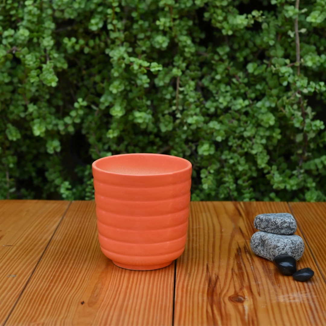Ribbed Ceramic Pot for indoor/ Outdoor