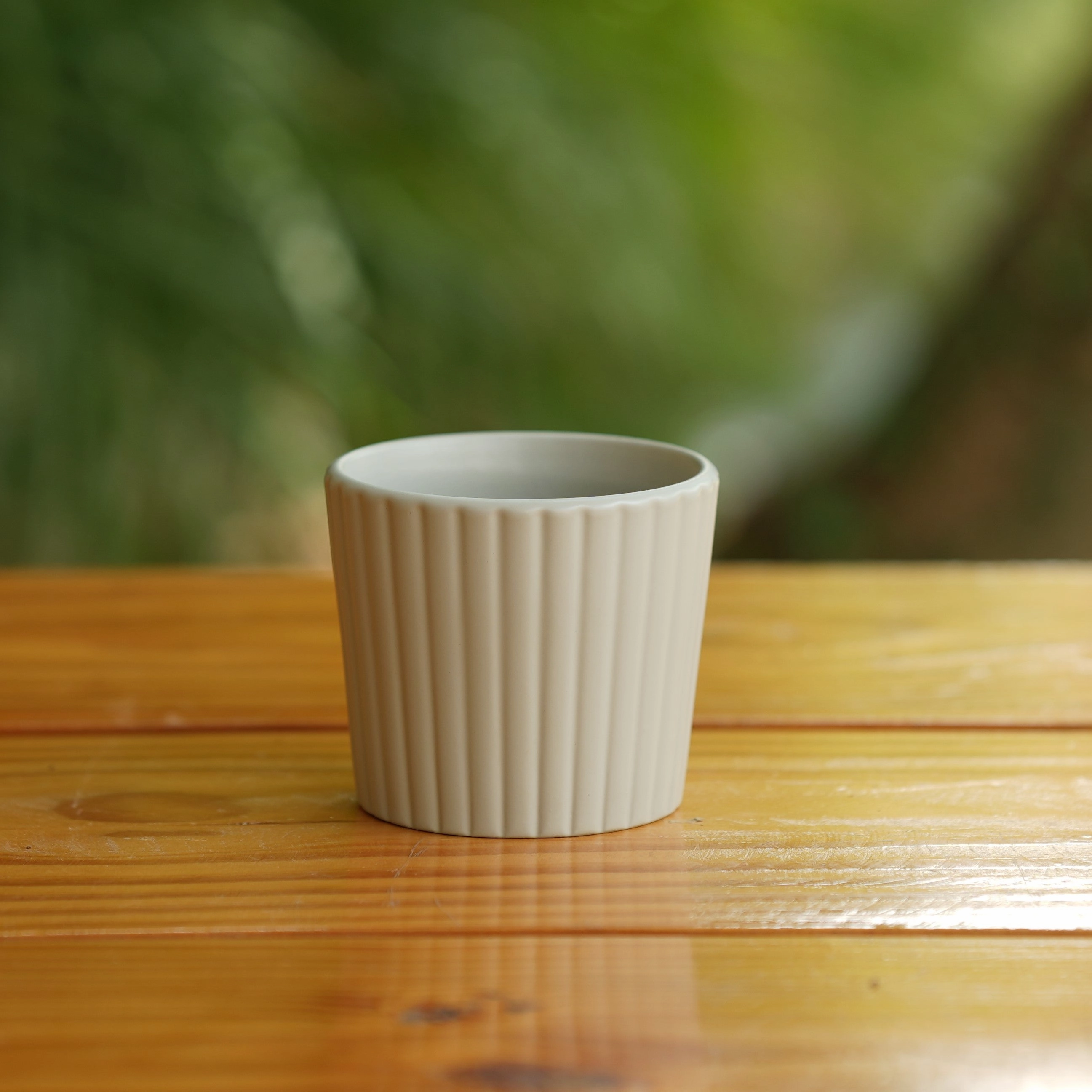 Ribbed Cone Shape Small Ceramic Planter