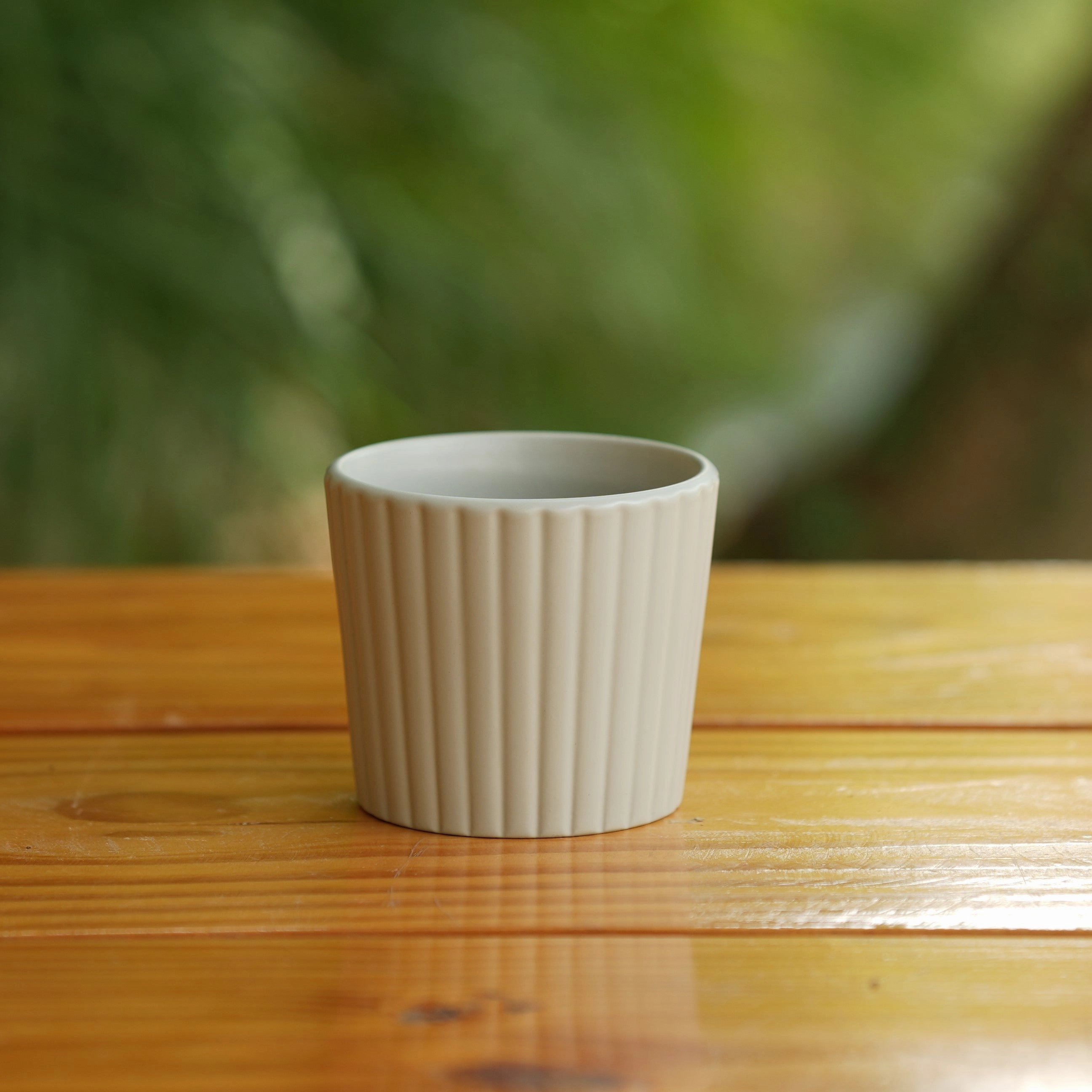 Ribbed Cone Shape Small Ceramic Planter
