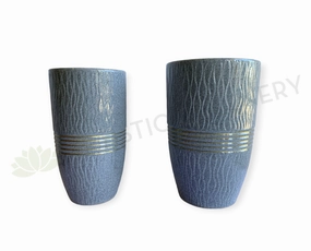 Ripple Pattern (Blue) Round Planter / Pot Glazed Finish - Ceramic CER0024 outdoor greenery  