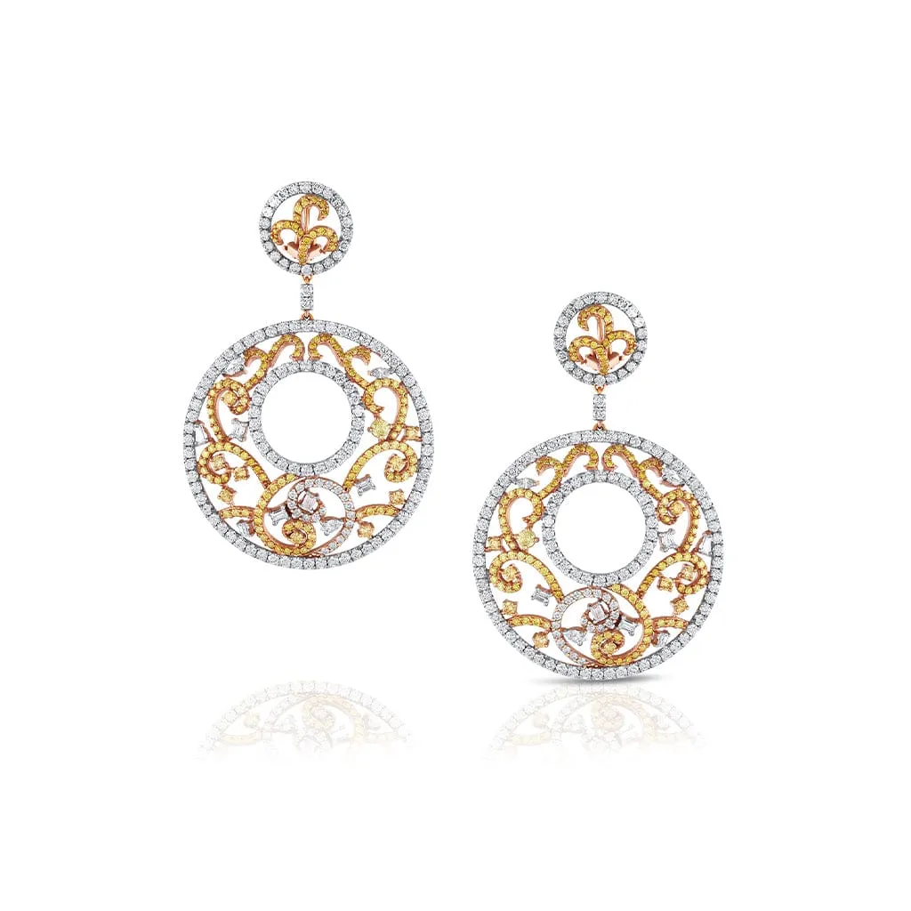 Rivire 18k Rose Gold 10.81ctw Diamond Disk Swirl Earrings
